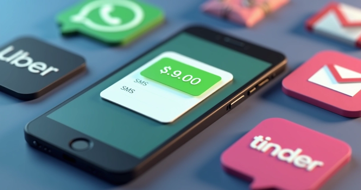 Código SMS em tela de aplicativo com fundo claro e elementos digitais 
