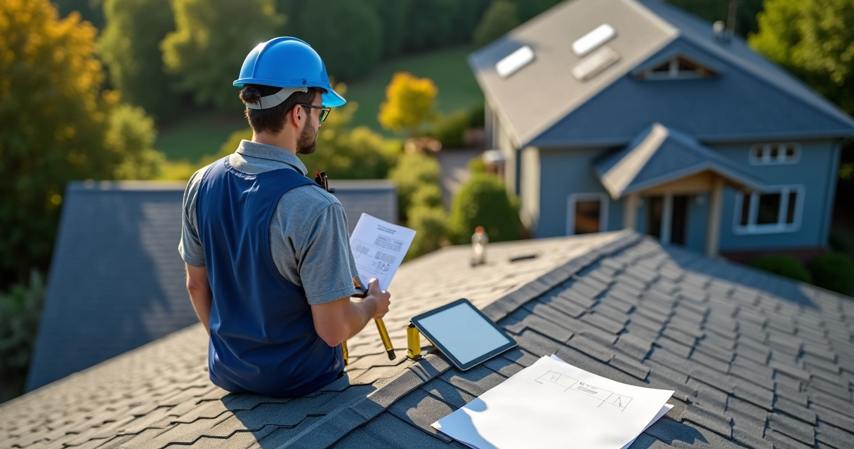Técnico avaliando telhado para instalação solar 