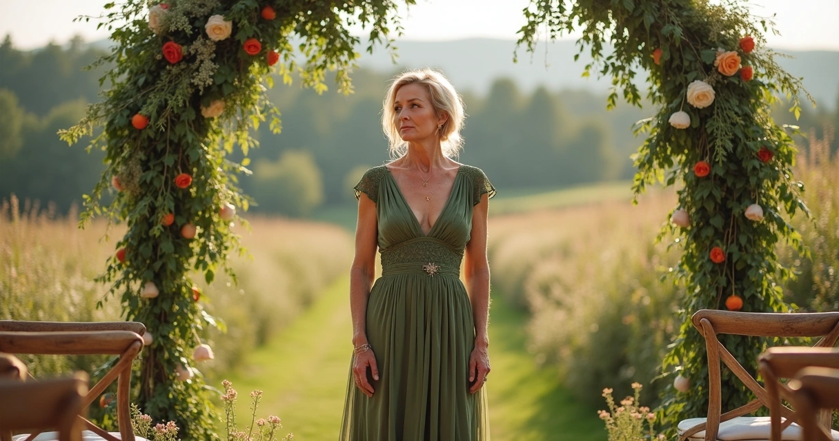 Vestido mãe dos noivos em casamento no campo