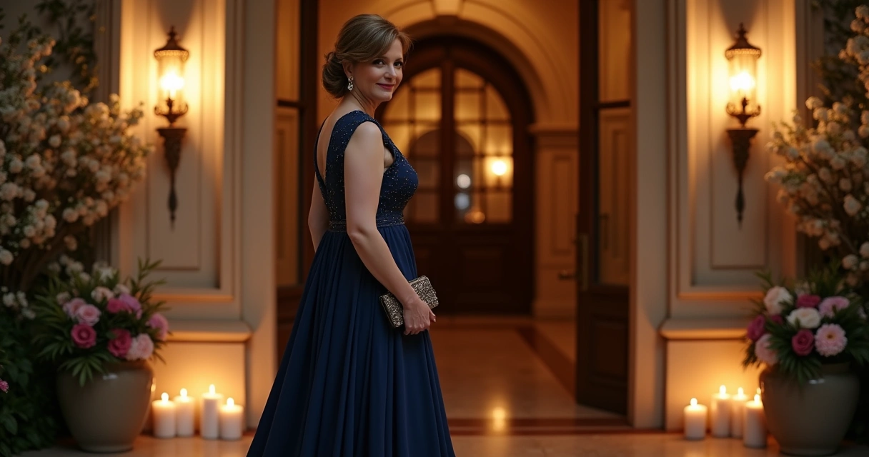 Vestido sofisticado para mãe dos noivos em cerimônia noturna