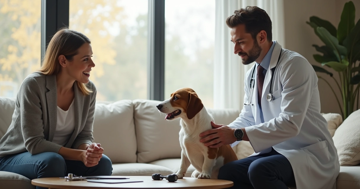 Veterinário autônomo realizando atendimento domiciliar 