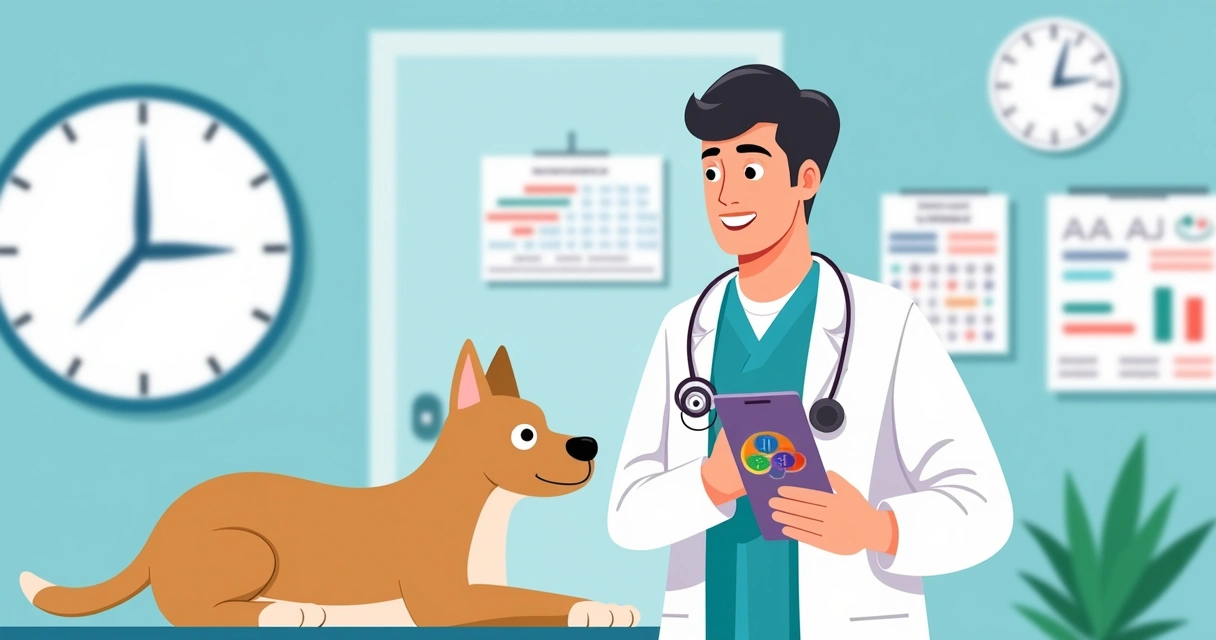 Veterinário usando app de anestesia no smartphone 