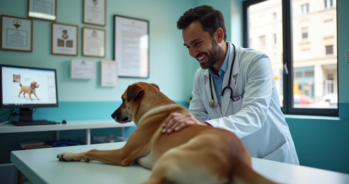 Veterinário em consultório atendendo cachorro em São Paulo 