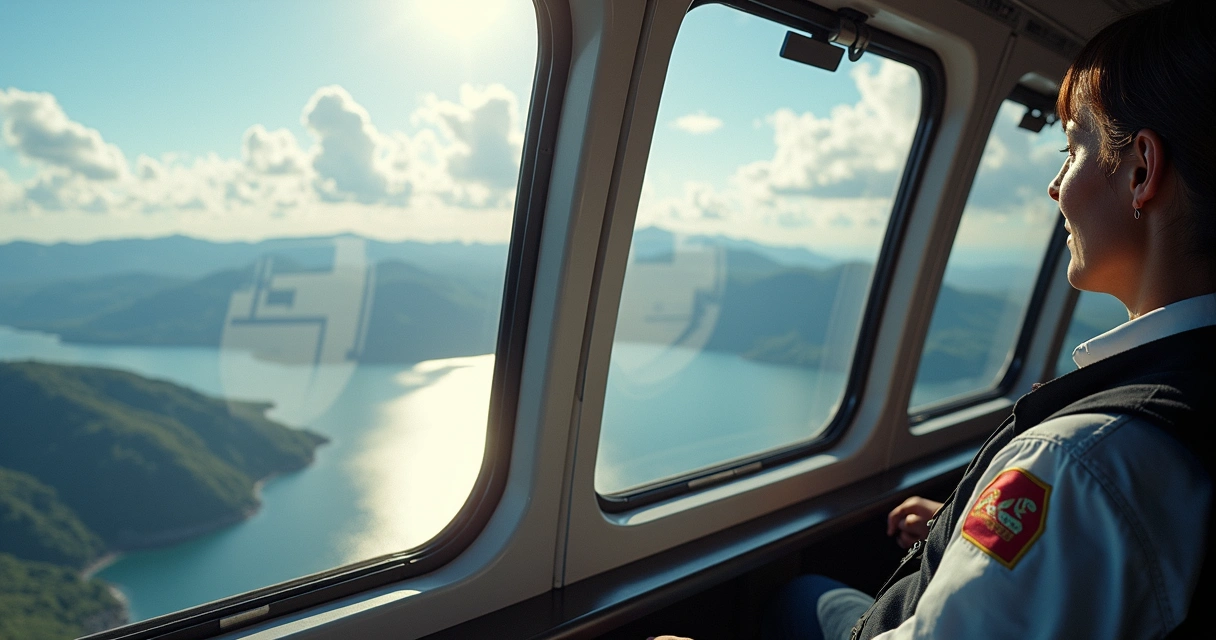 Pessoa observando paisagem do avião graças as milhas acumuladas 