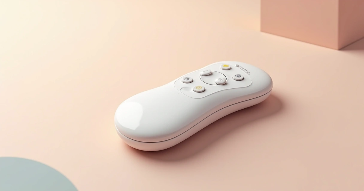 Vibrador ergonômico com controle remoto sem fio sobre uma superfície clara. 
