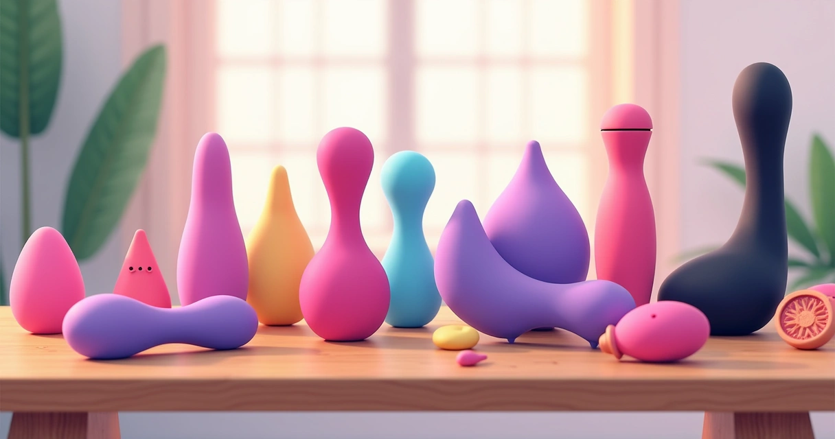 Vibradores coloridos diferentes tamanhos em mesa