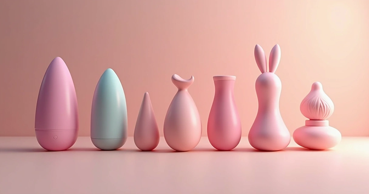 Vários tipos de vibradores lado a lado sobre fundo claro 