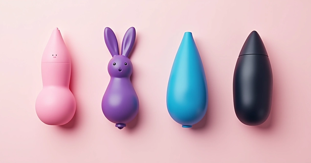 Diferentes tipos de vibradores dispostos lado a lado 