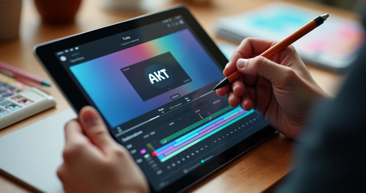Video ad template editor on digital tablet screen