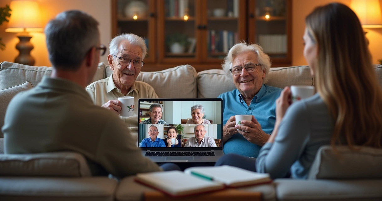 Family sharing a ritual over a video call