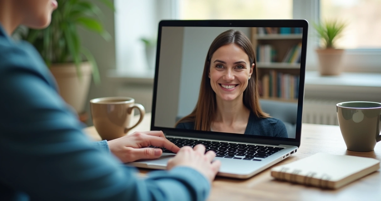 Warm video call between two people