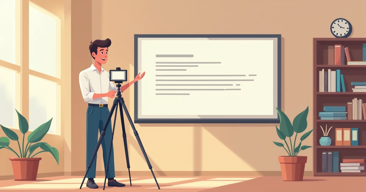 Pessoa gravando vídeo curto educativo em ambiente institucional 