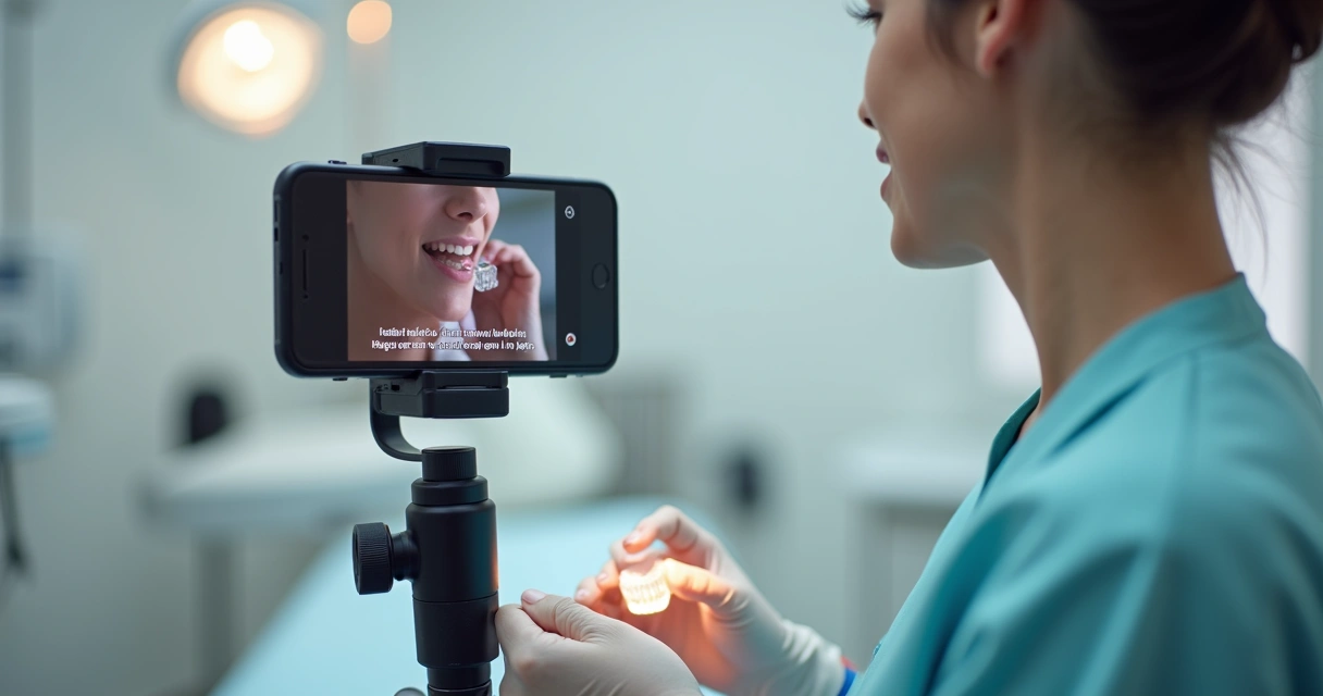 Dentista grava vídeo educativo sobre estética dental