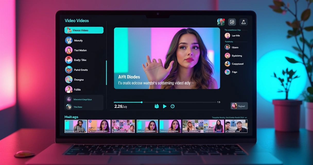 Tela do VDClip mostrando edição de vídeo com legendas dinâmicas para TikTok. 