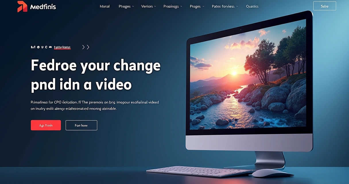 Página inicial de site com vídeo hero em destaque e imagem panorâmica ao fundo 
