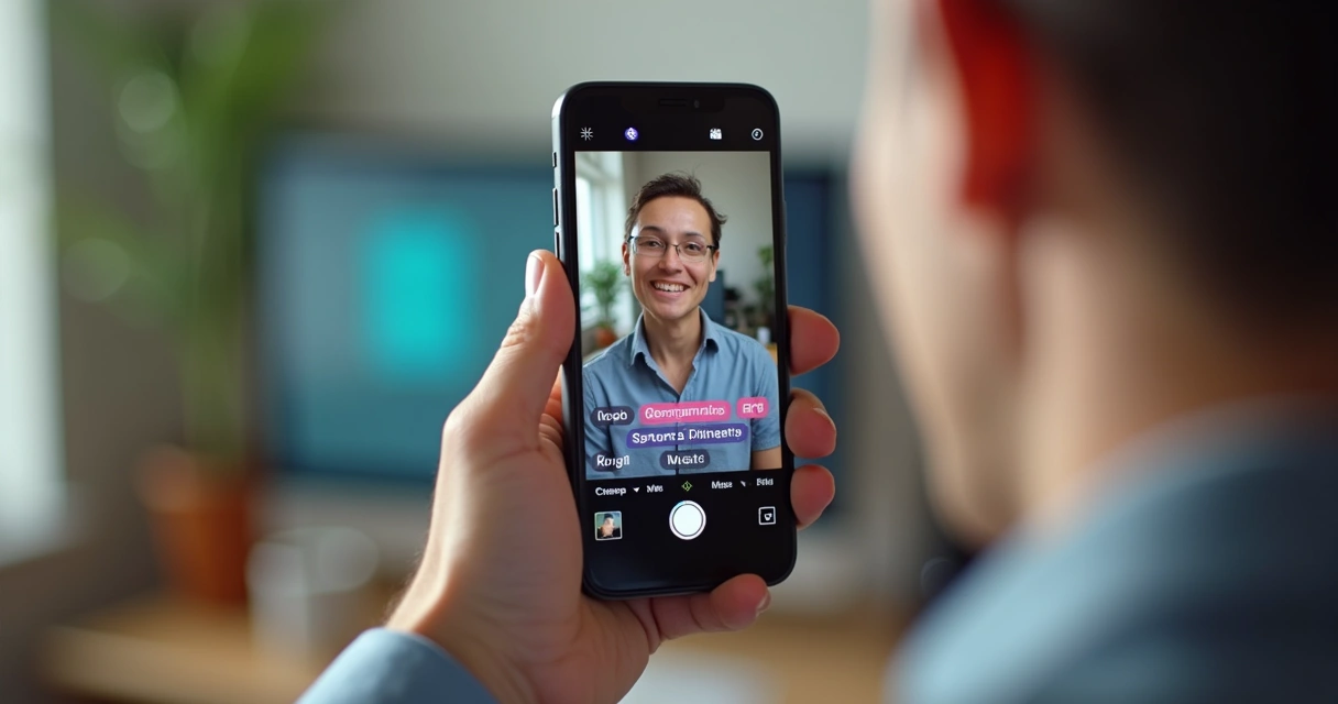 Vídeo de colaborador gravado com legenda colorida 
