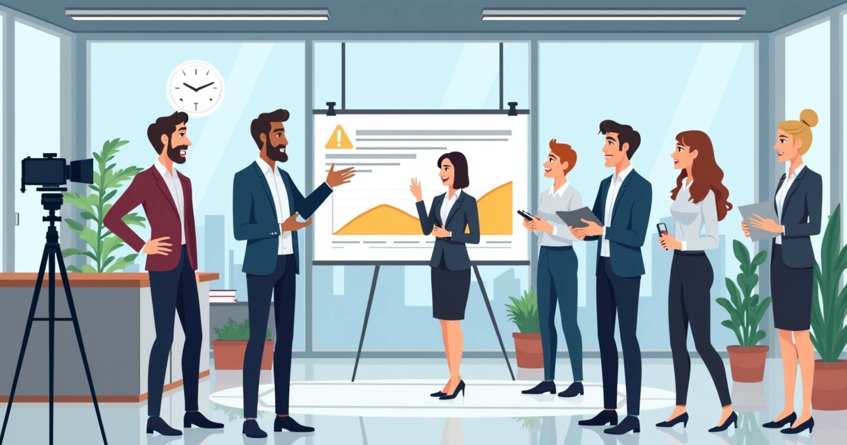 Equipe gravando vídeo tutorial para PMEs 