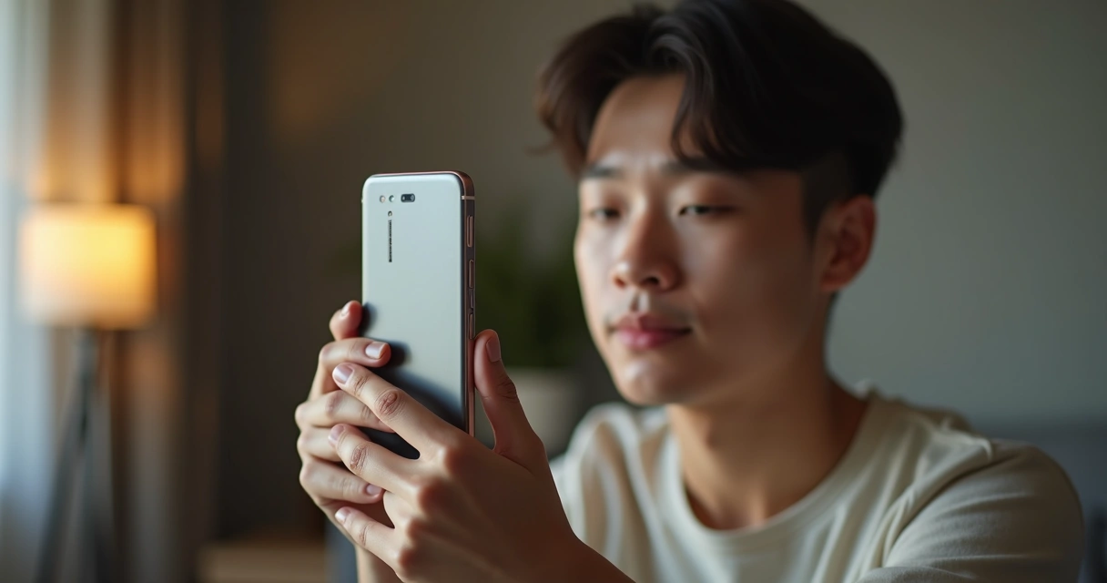 Person recording vertical video with mobile phone 