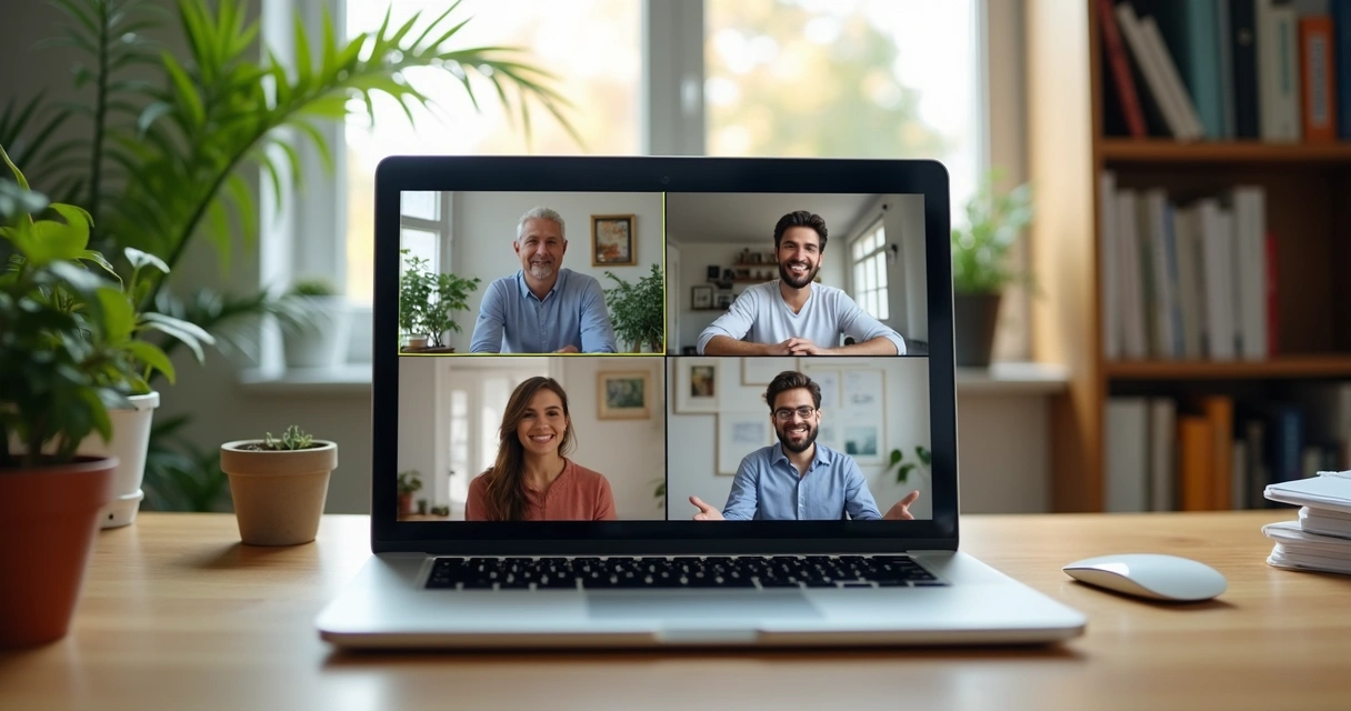 Equipe em videochamada realizando treinamento EAD