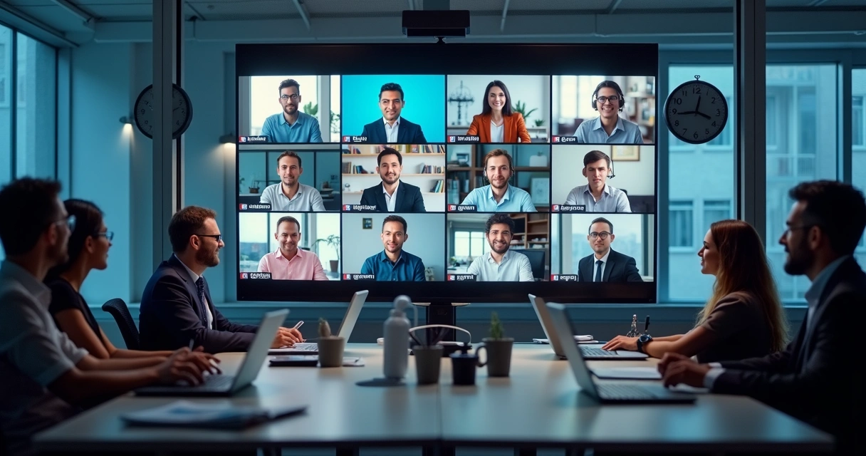 Videoconferência internacional com tradução simultânea e telas multilíngues 