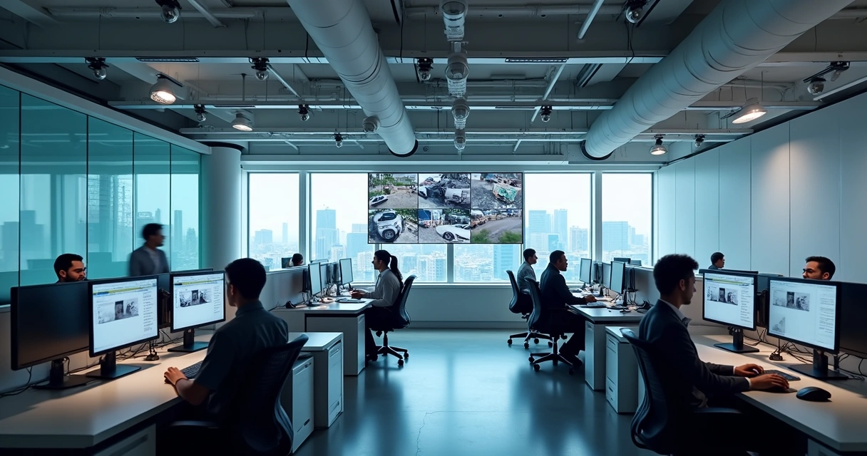 Câmeras registrando ambiente de trabalho moderno 