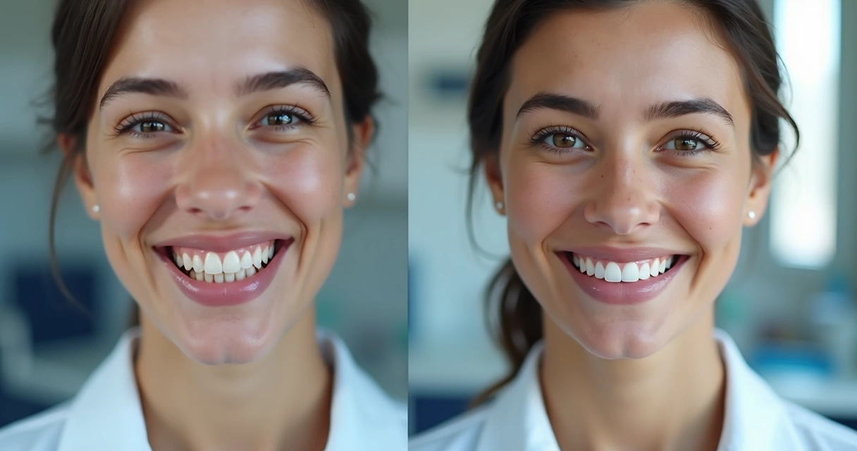 Antes e depois de tratamento odontológico 