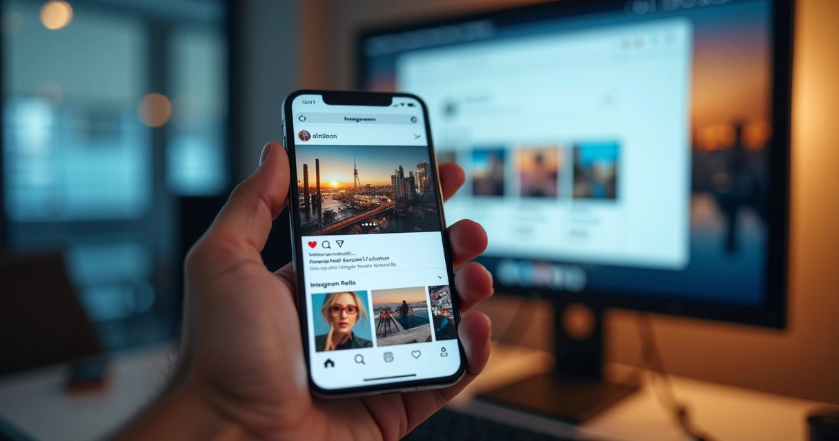 Celular exibindo reels do Instagram em destaque nas buscas do Google