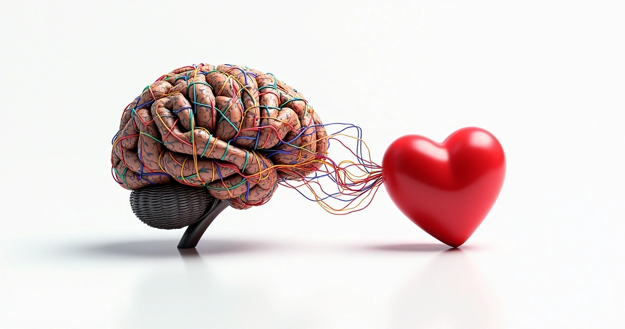 Cerebro formado por hilos conectados a un corazón 