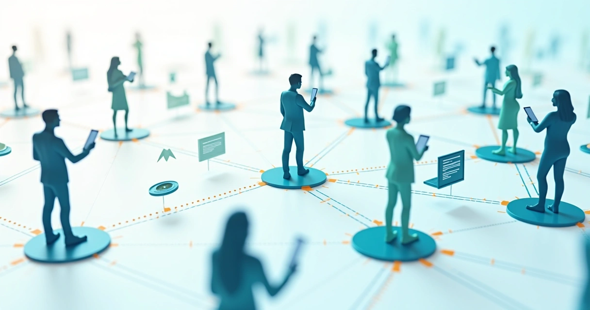 Rede digital conectando pessoas e ícones de comunicação 