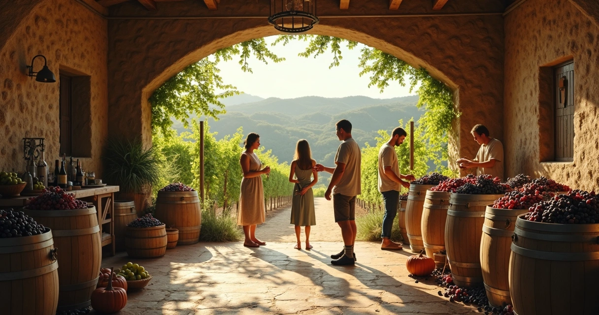 Produção familiar de vinhos em ambiente campestre 