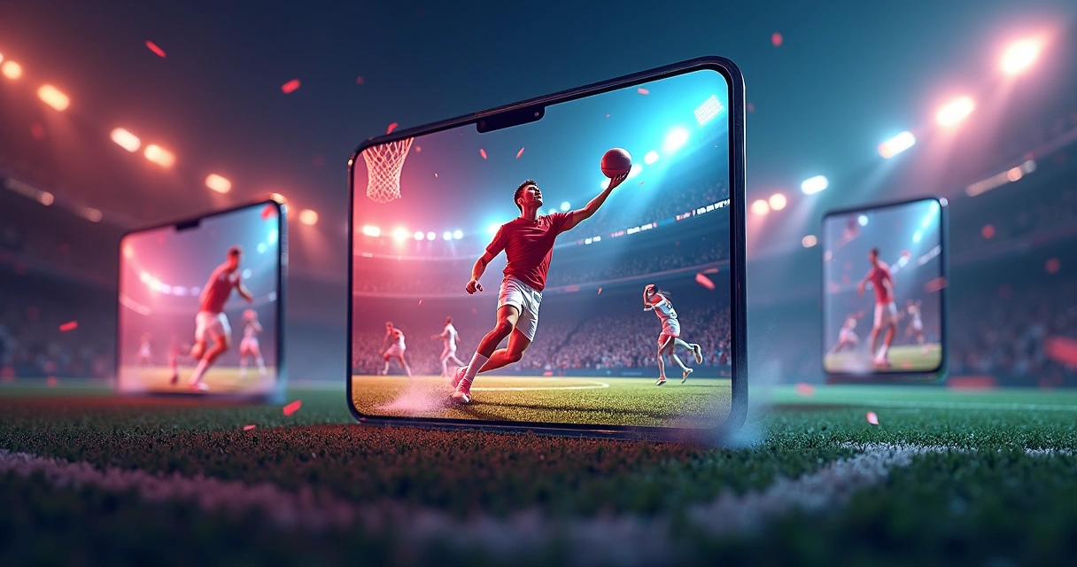 Sports clips highlighted on social media, many sharing icons 