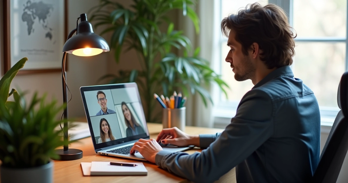 Focused professional on a virtual client call 