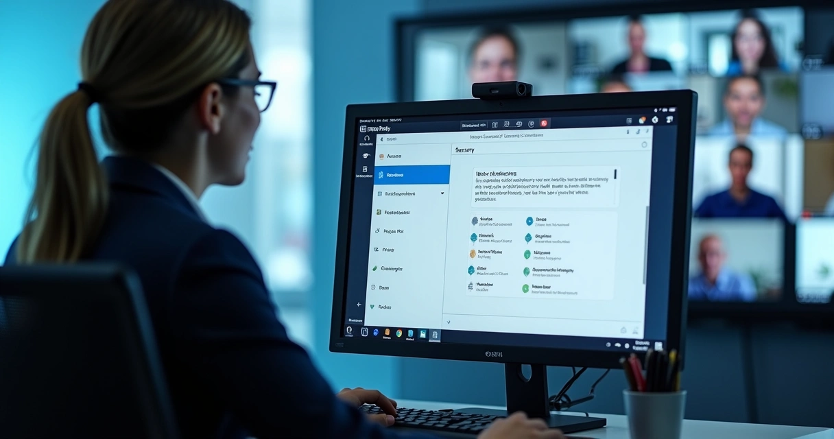 Host controlling virtual event with security settings on screen 