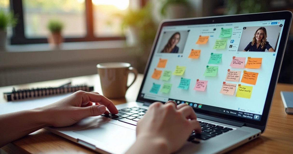 Team using virtual feedback tools for remote collaboration