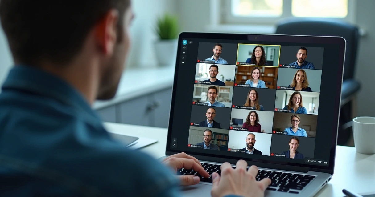 International virtual meeting with visible tension and calm contrast