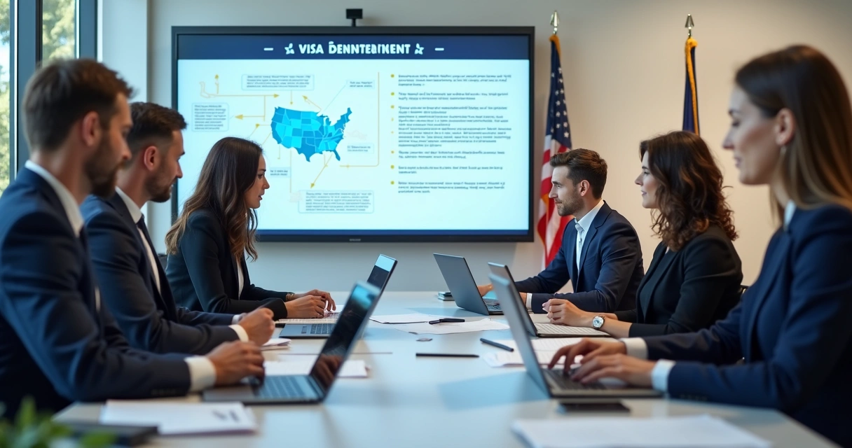 Group of professionals discussing a business plan at a table