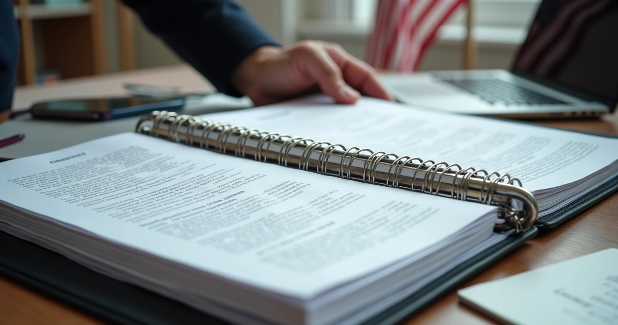 Organized visa petition file with supporting documents on a desk 
