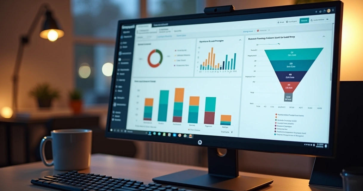 Dashboard com gráficos de pontuação de leads e prioridades de vendas 