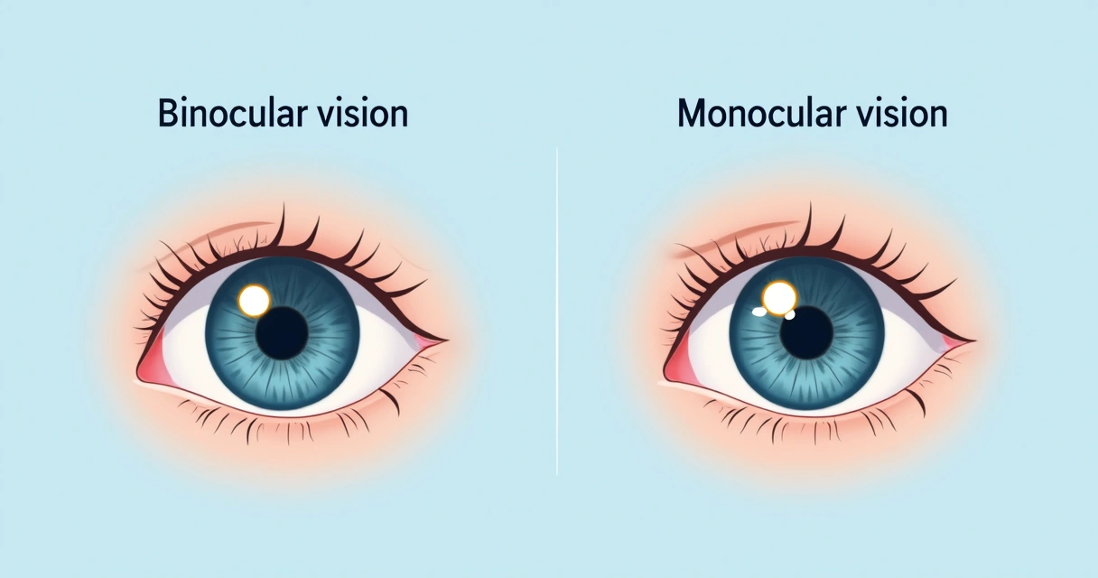 Ilustração mostrando distinção de campo visual de pessoa com visão monocular 