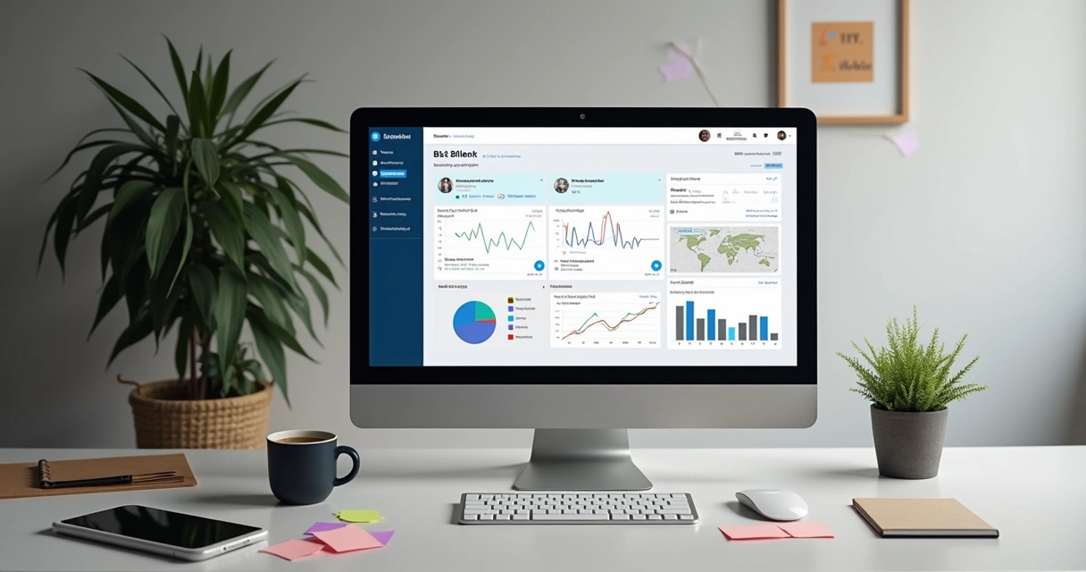 Vista de um dashboard de CRM com informações detalhadas e segmento de clientes B2B 