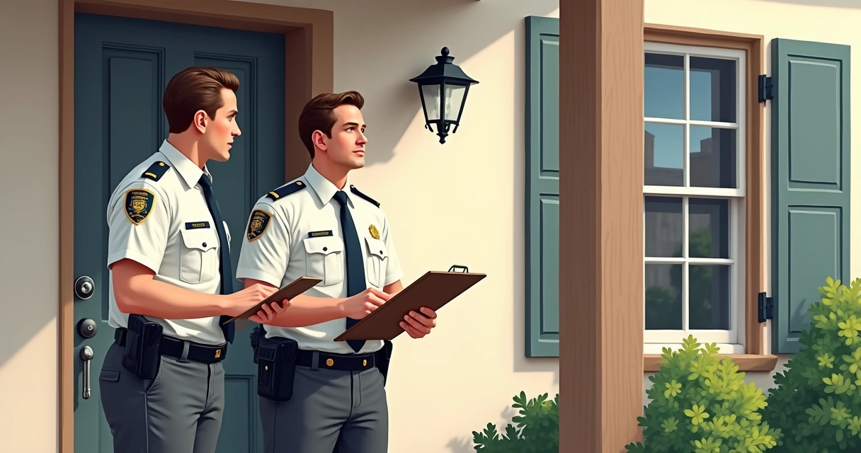Funcionários da prefeitura realizando vistoria em frente a uma casa