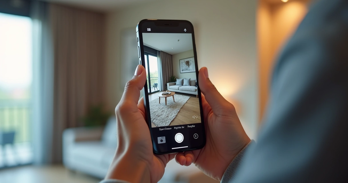 Cliente assiste a vídeo de apartamento pelo celular
