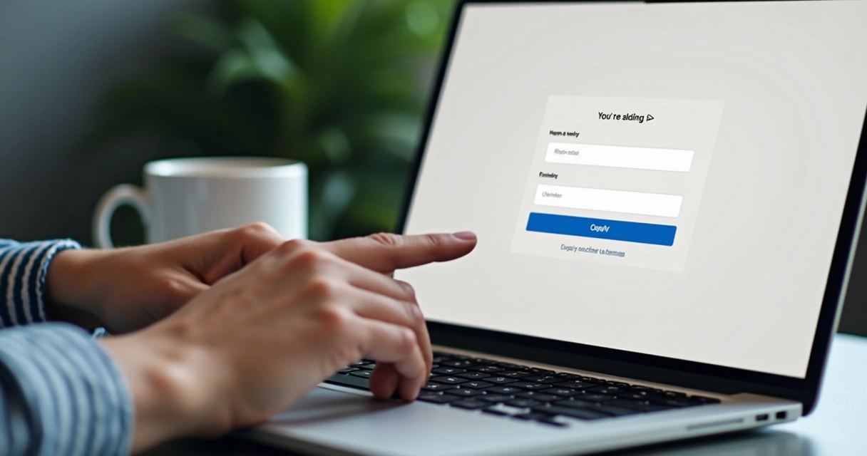 Pessoa preenchendo formulário simples em landing page em um notebook. 