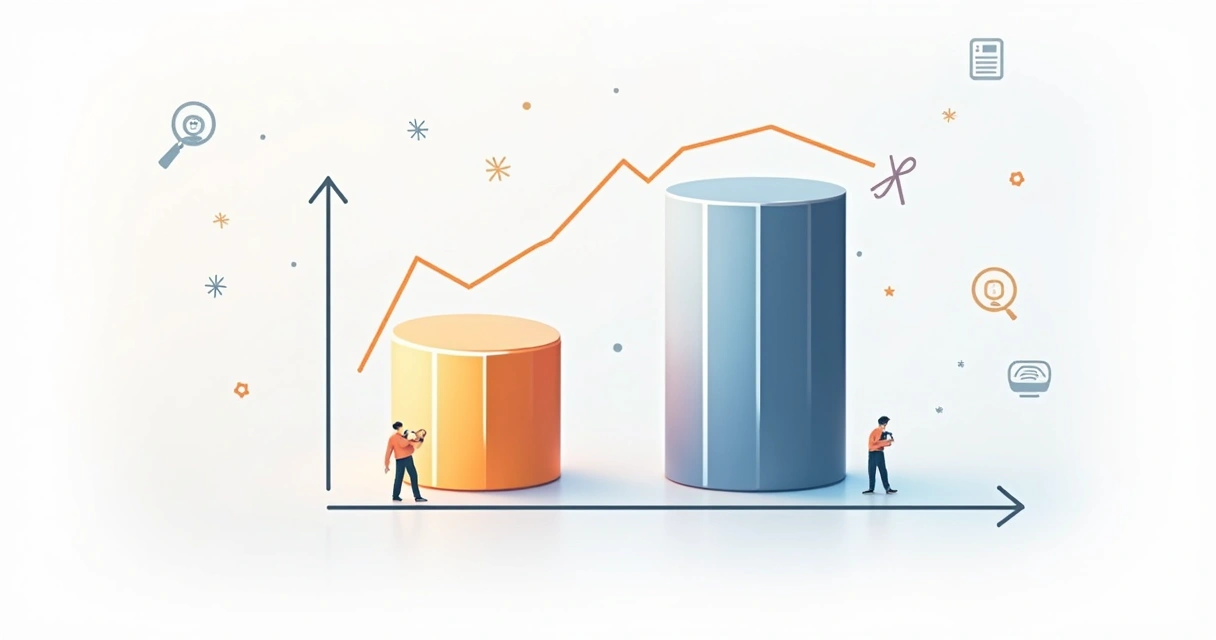 Gráfico mostrando visitantes únicos e recorrentes em barras diferentes sobre fundo claro 