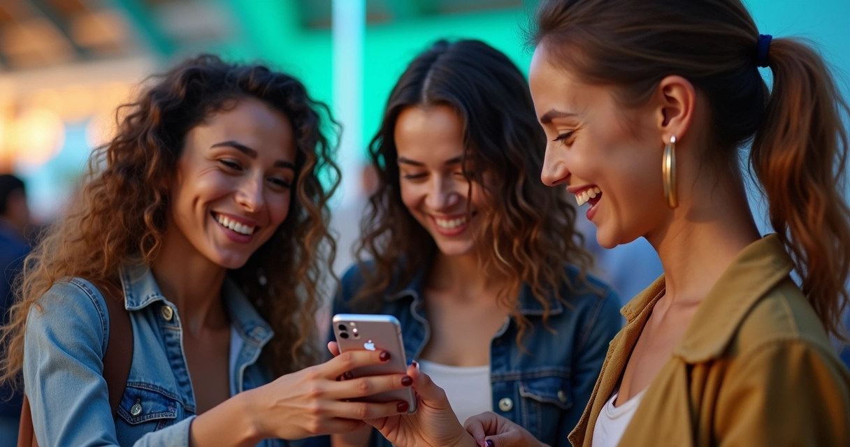 Visitantes interagindo em missão de roteiro gamificado em estande 