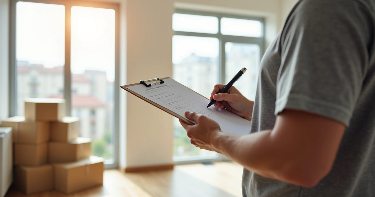 Pessoa fazendo checklist em vistoria de apartamento novo 
