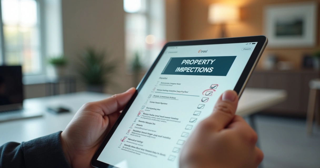 Checklist de vistoria de imóvel feita digitalmente em tablet 