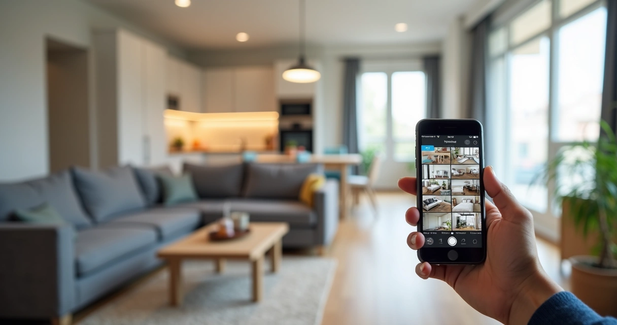 Vistoria digital de imóvel com celular, fotos detalhadas de ambiente 