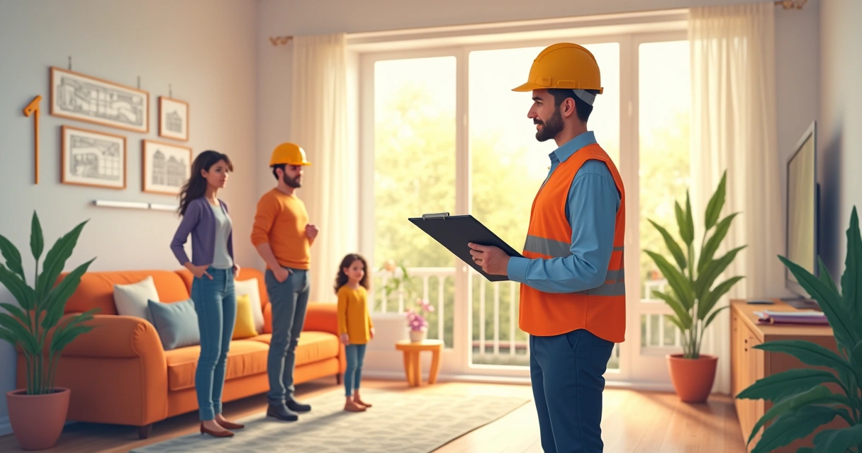 Engenheiro vistoriando imóvel com prancheta 