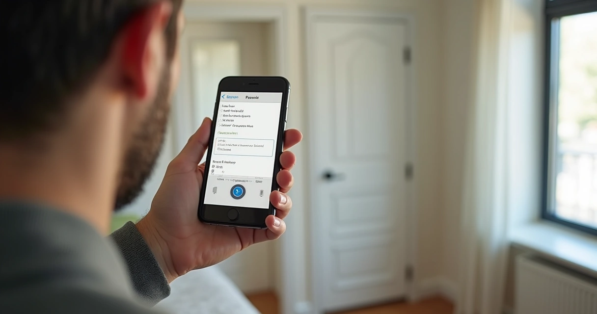Aplicativo de vistoria imobiliária registrando fotos em apartamento 